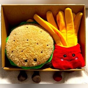 Microwaveable burger and fries 2 plush dolls NEW